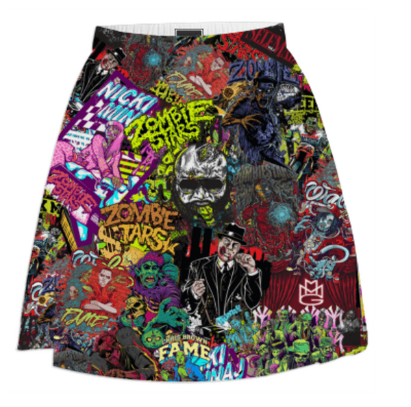 All Over Zombie Print Skirt